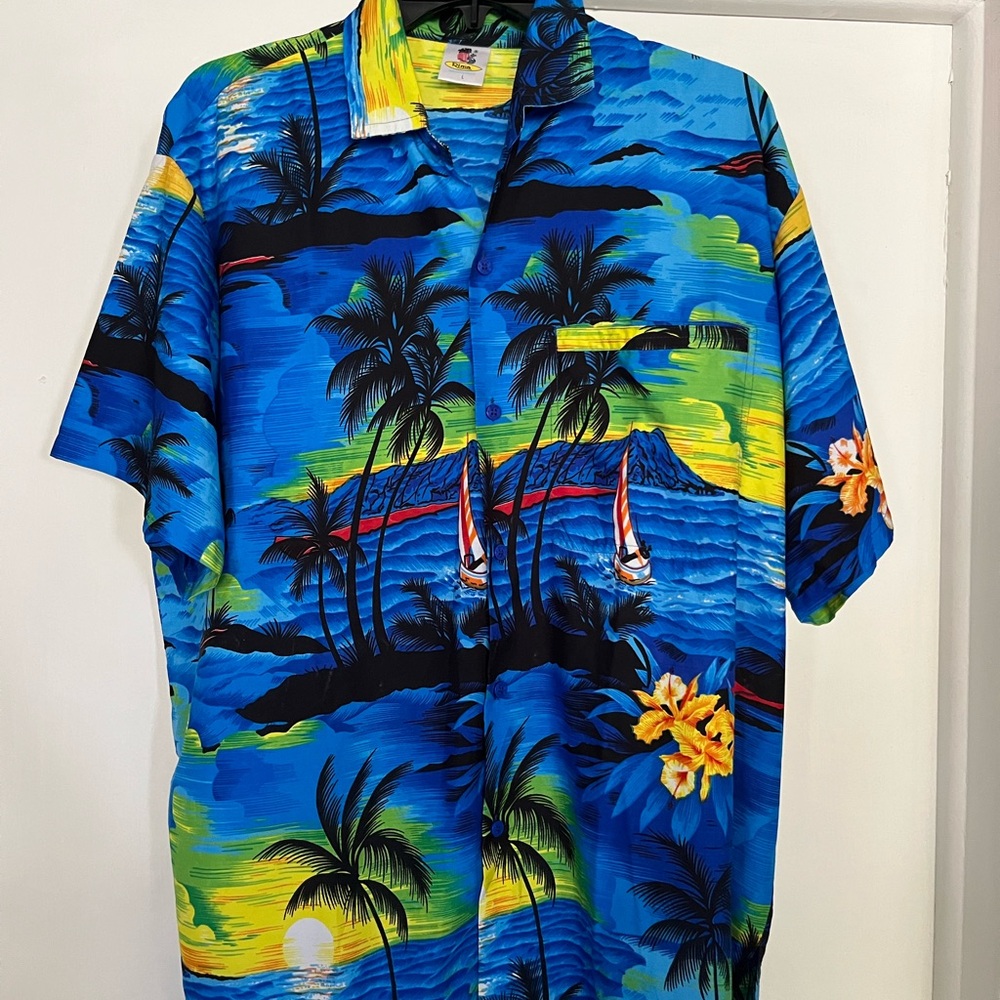 Vibrant Blue Aloha Hawaiian Shirt